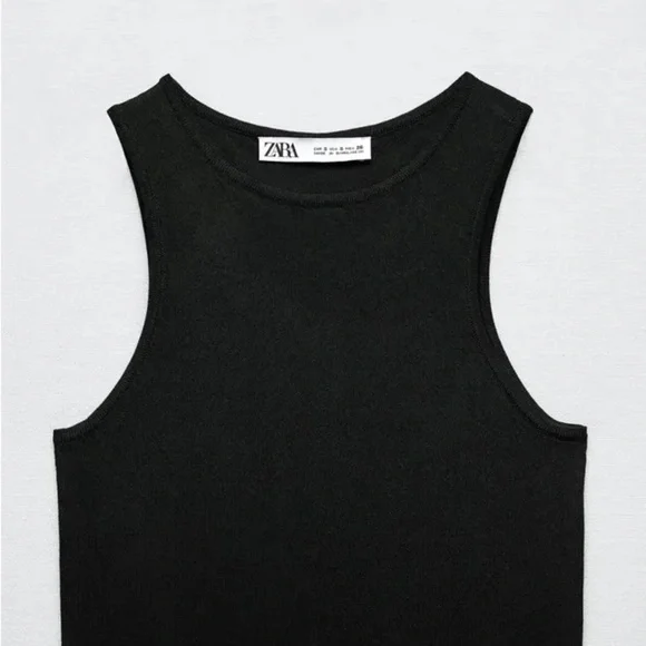 NWT. Zara Black Viscose Blend Knitwear Sleeveless Bodysuit. Size S. - Picture 5 of 9